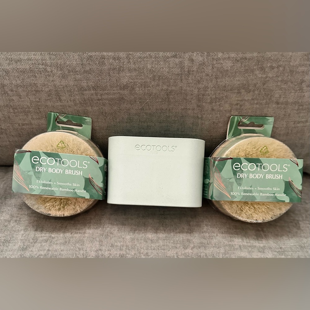 Ecotools 3Pcs Bundle Dry Body Brushes And Makeup Brush Holder All Brand New